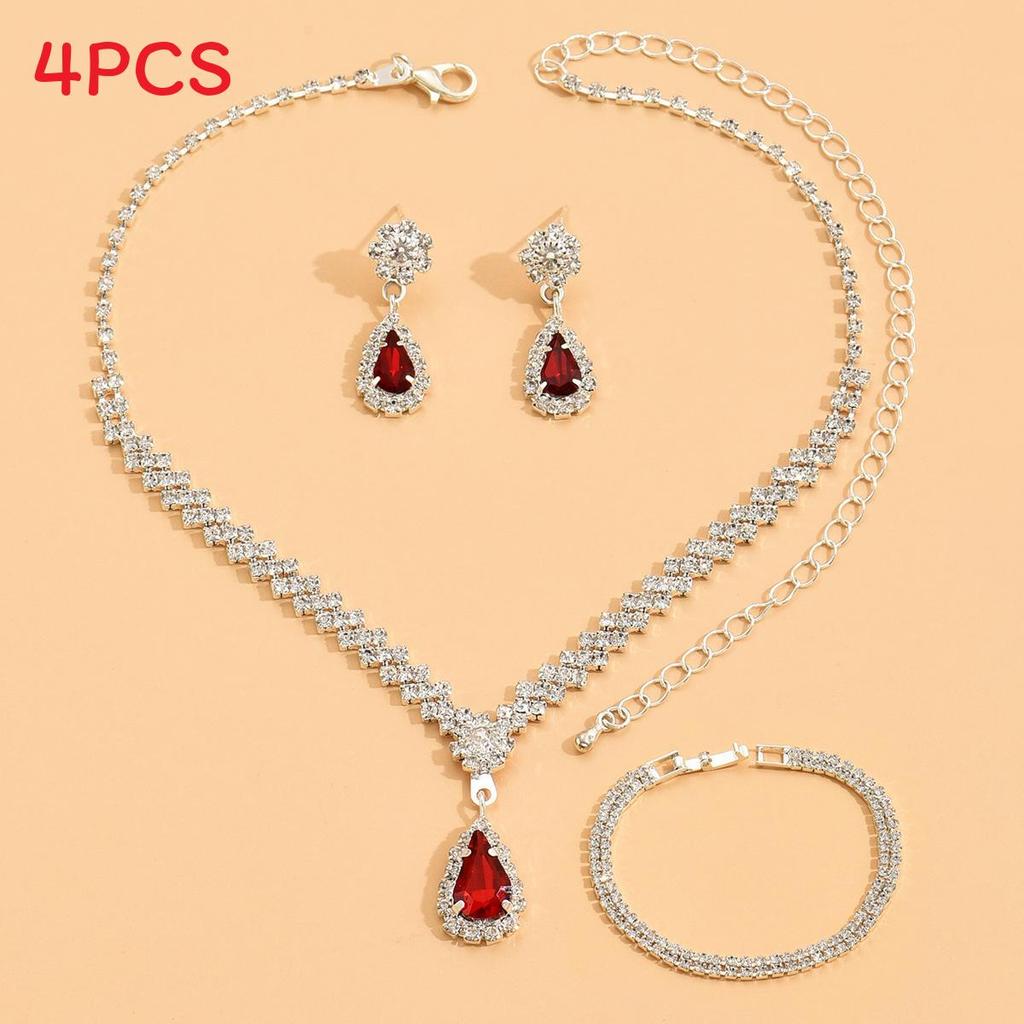 Waterdrop Jewelry Set With Crystal Embellishments For Bridal And Evening Wear