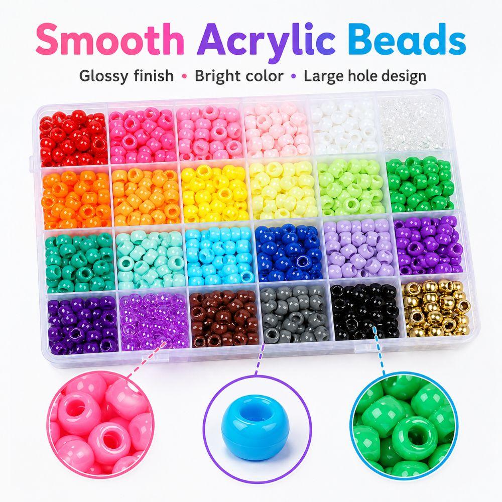 24 Colors Craft Beads 720PCS Bracelet Beads Versatile Large Hole Beads  Hair Braiding