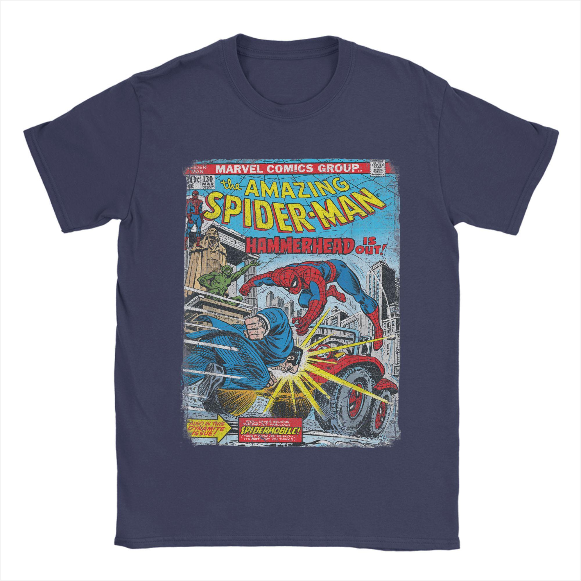 

Miniso SpiderMan Classic Retro Comic Hammerhead Mens Womens Vintage 2K Crew Neck Harajuku Tshirt Printed Oversized Top M