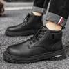 Men's casual boots spring and autumn anti slip soft sole comfortable outdoor boots fashion versatile leather boots mid top boots