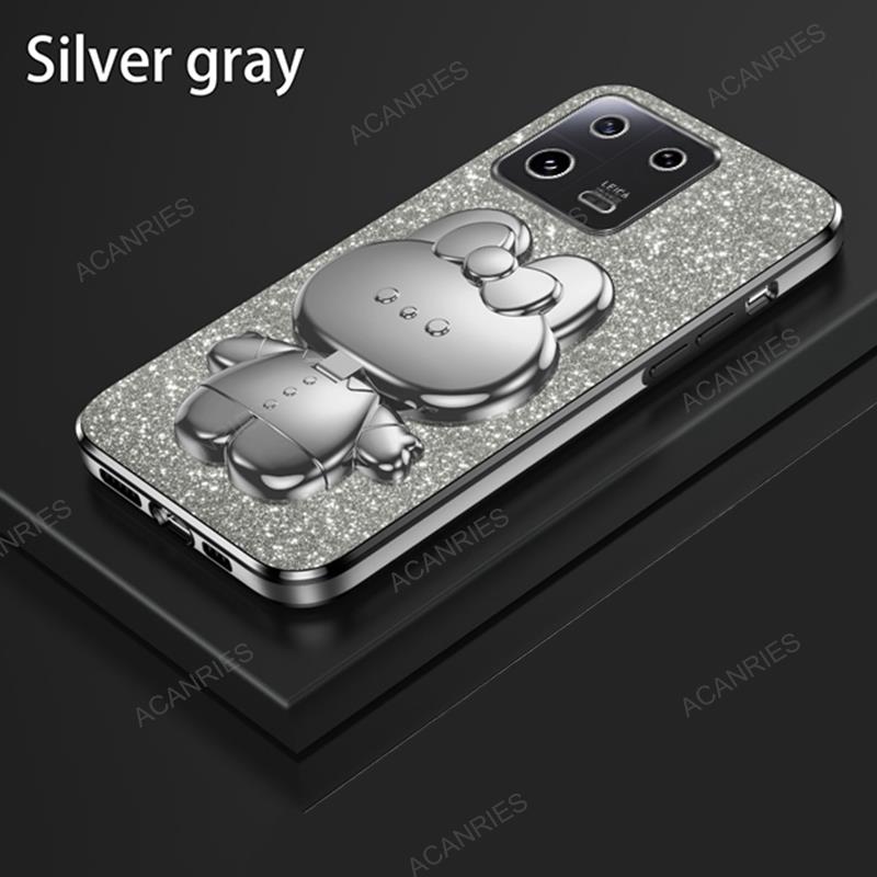 Carino Specchio da Trucco 3D Coniglio Supporto Custodia Placcata Per Xiaomi Mi 13 Lite 13T Pro 5g Proteggi Copertura Posteriore Su Mi13 Mi13t Mi13tpro 13pro