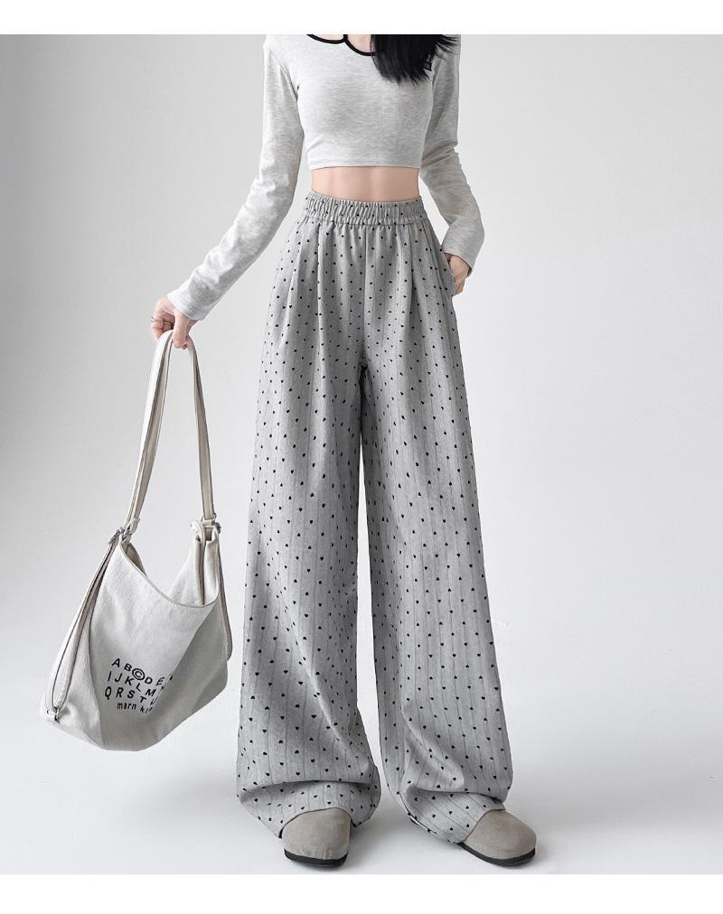 Women's Polka Dot Wide-Leg Pants - High Waist, Loose Fit, Floor-Length, 2025 Spring/Autumn Collection.