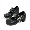 FOREADA Women Mary Janes Pumps Round Toe Thick High Heels Buckle Goth Heels Glove Shoes Ladies Fashion Shoes Spring Autumn