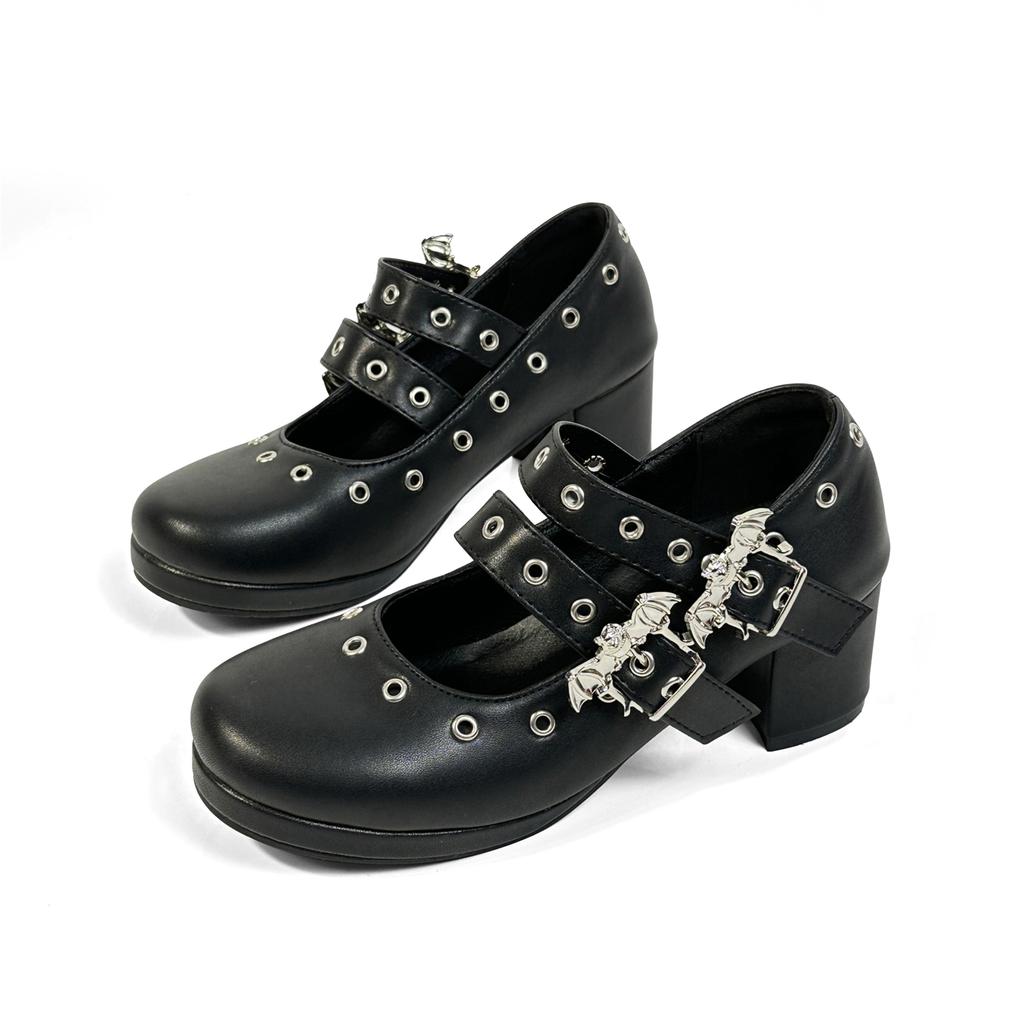 FOREADA Women Mary Janes Pumps Round Toe Thick High Heels Buckle Goth Heels Glove Shoes Ladies Fashion Shoes Spring Autumn