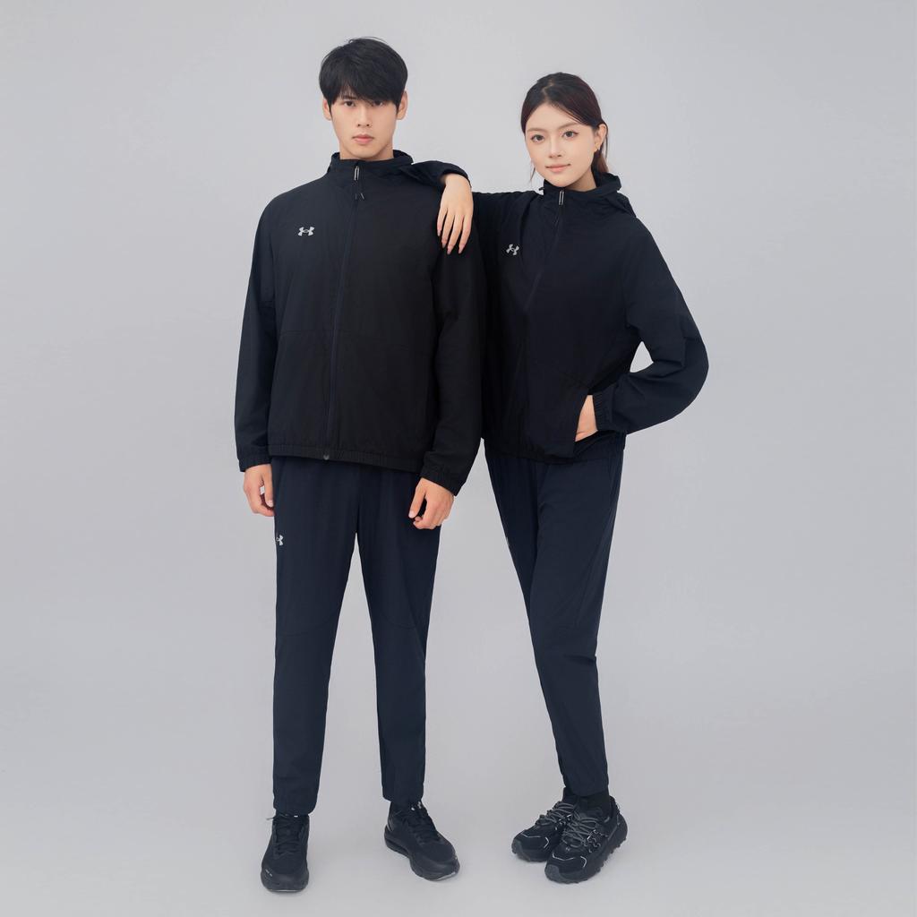 Under Armour Solid Color Windbreaker Zip-Up Hoodie Jacket Unisex Jackets Black 24500401-001