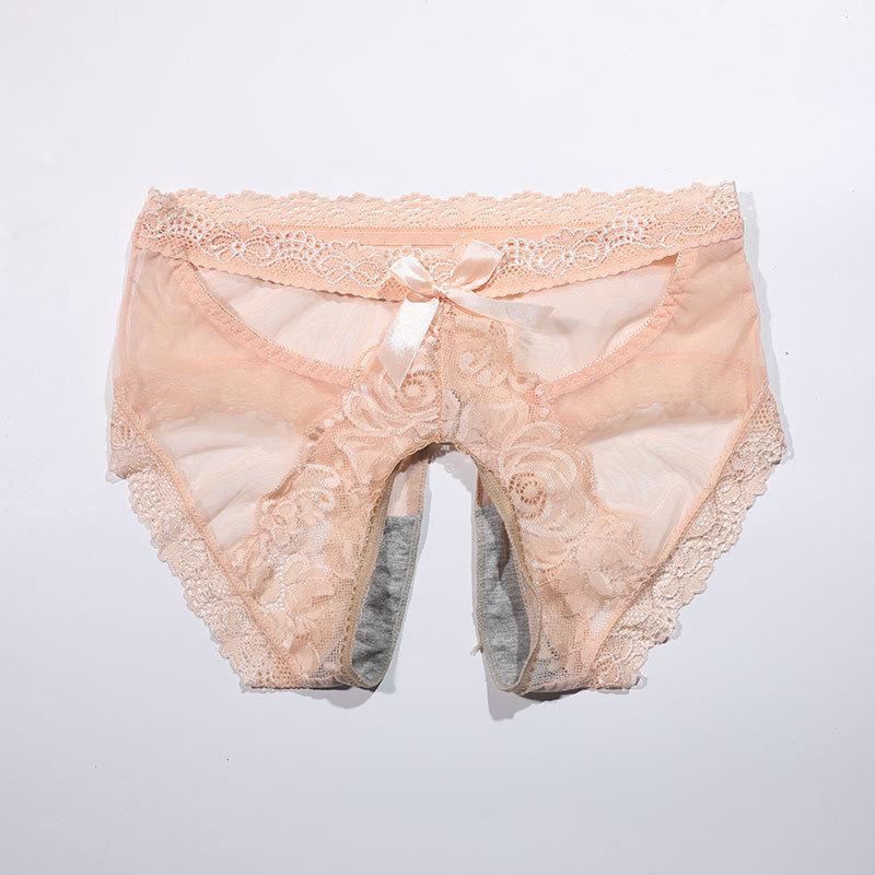 Sexy Lace Open Panties Women's Summer Mood Free Briefs Large Size Bow High Waist Couple Temptation Panties