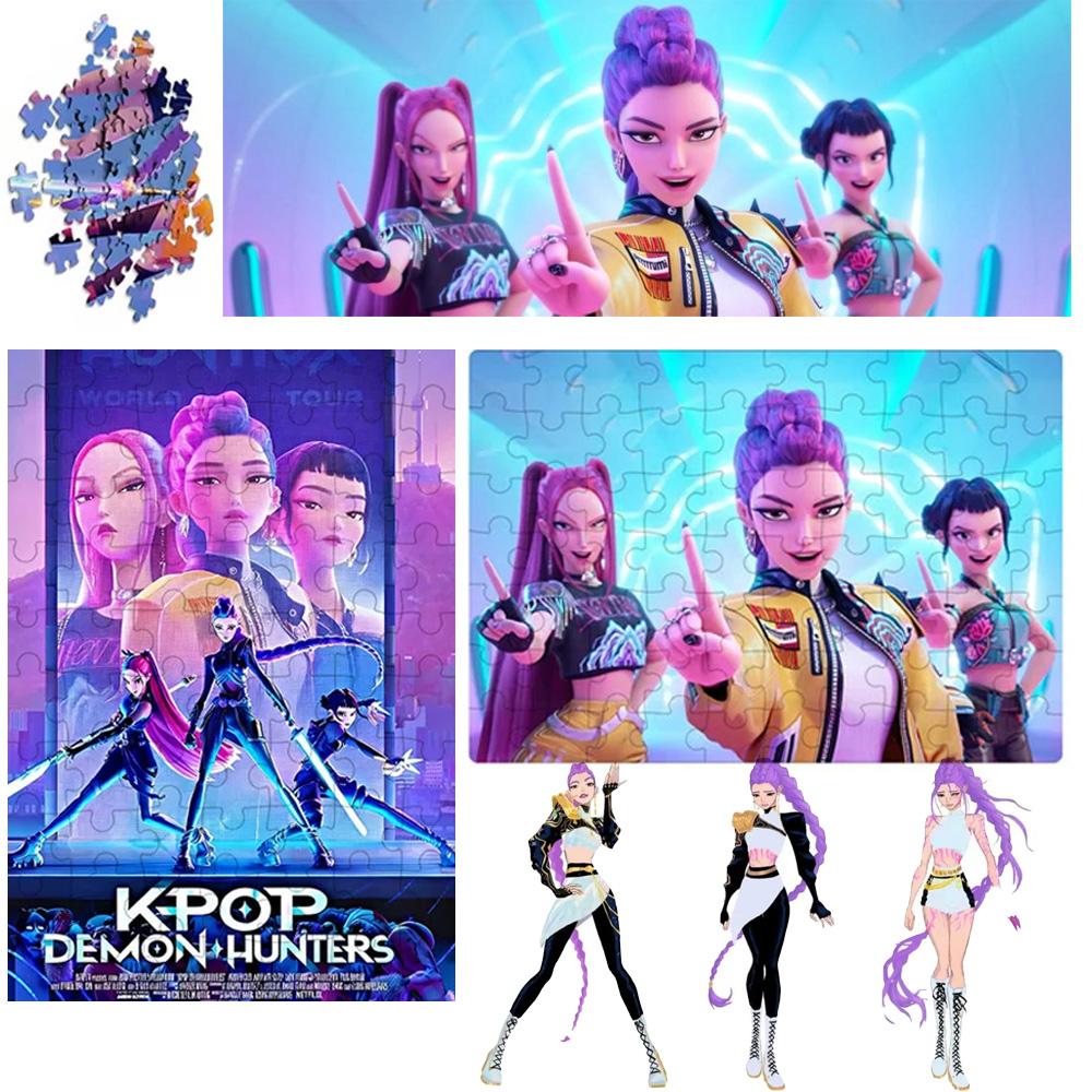 Hot 7 Styles Anime Demon Hunters Theme Board Game Toys Rumi Mira Zoey Huntrix Character Pattern Puzzle Kids Surprise Gifts