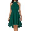 Elegant Linen Sleeveless Dress With Flowy Chiffon Fabric For Office And Casual Wear