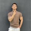 Men’s Autumn Winter Velvet Fitness Sports T-shirt Casual Short Sleeve High Collar Running Top