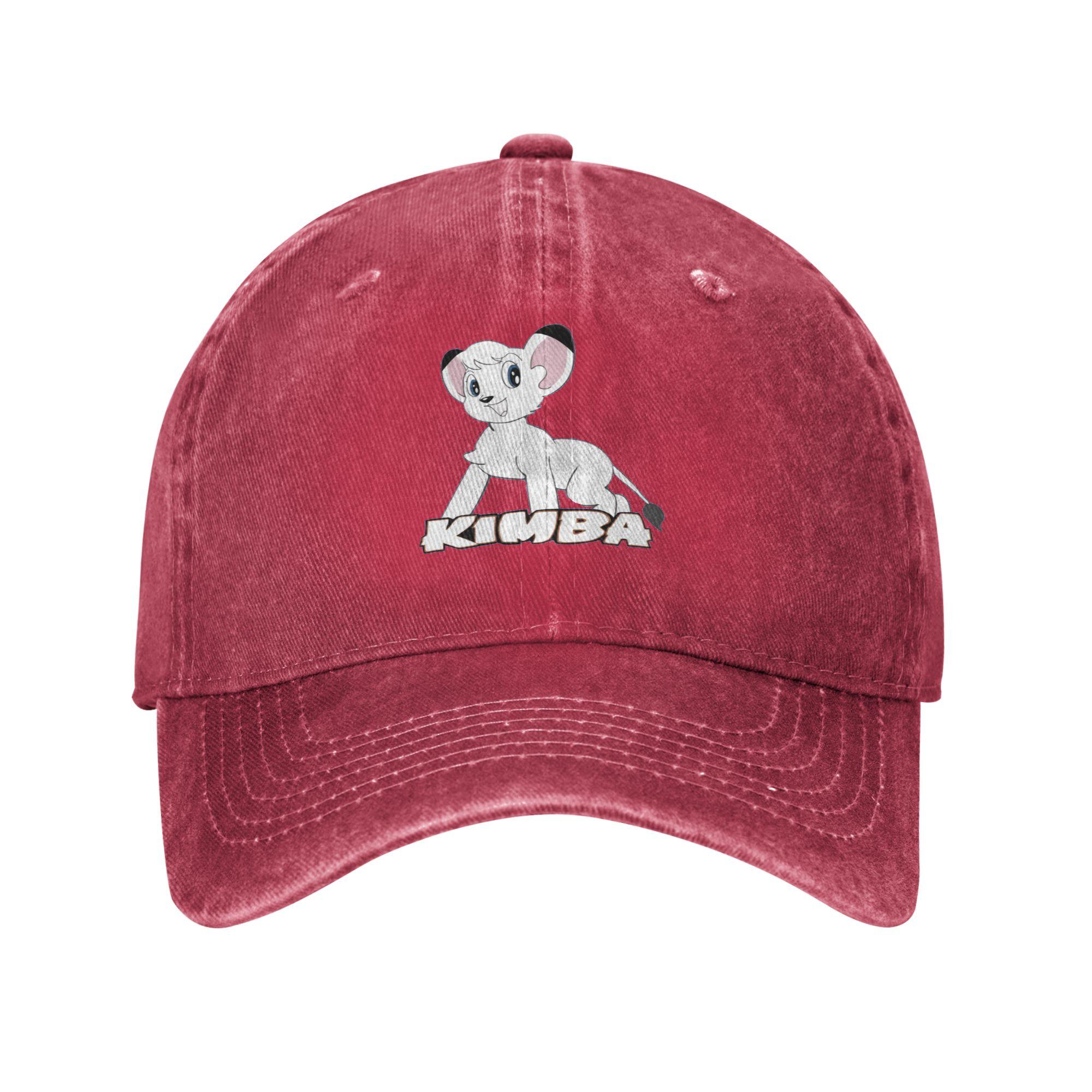 Kimba White Lion  Washed Denim Baseball Caps Snapback Baseball Hats Breathable Casquette Outdoor Unisex One Size