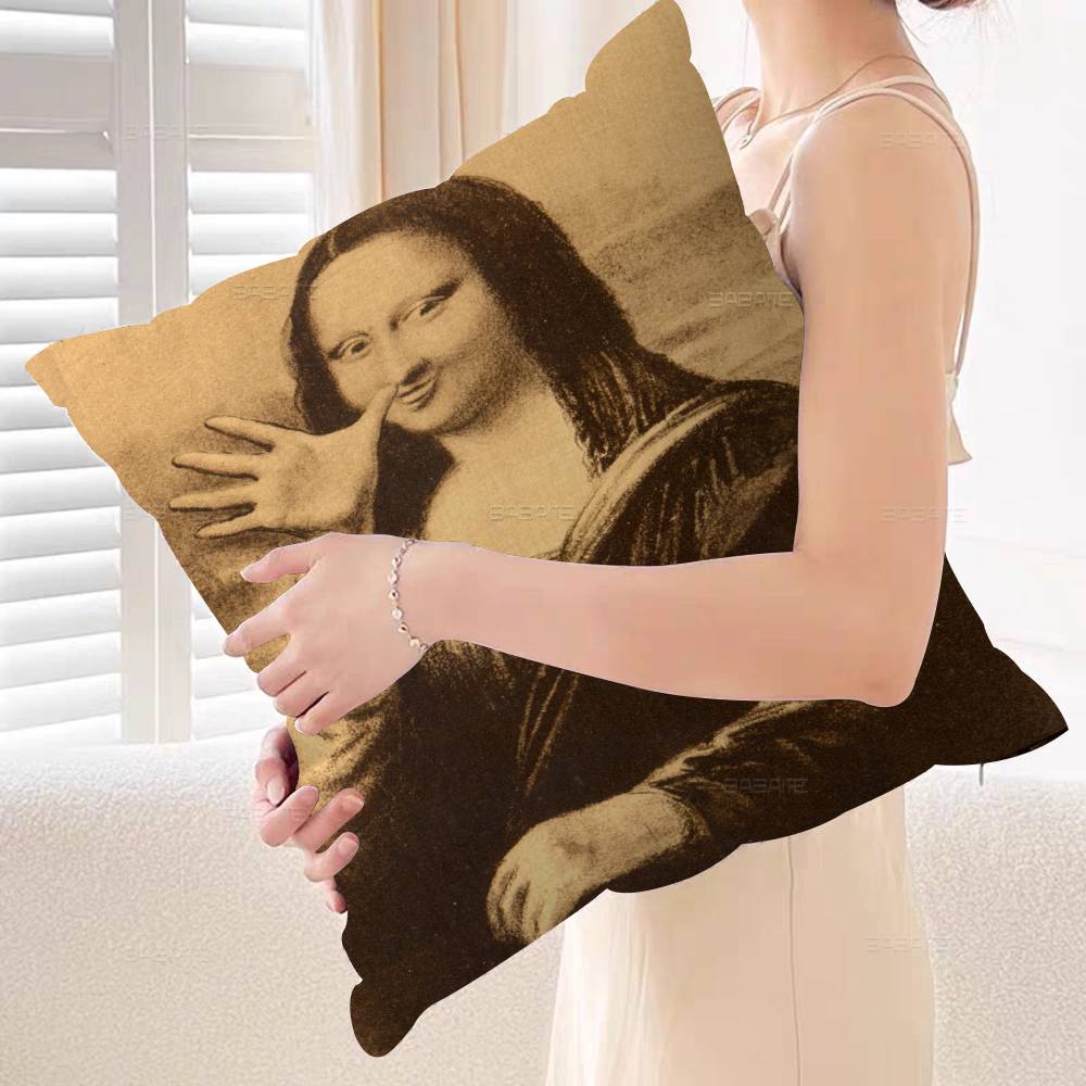 Mona Lisa Funny Wall Art Pictures Pillow Gifts Home Office Furnishings Bedroom Sofa Car Cushion Cover case 45x45cm