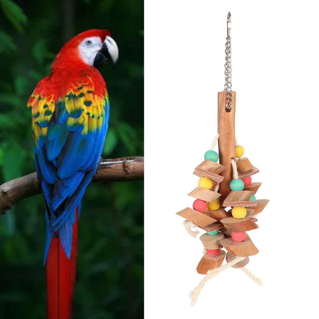 Bird Chew Toy Colorful Beak   Grinding Wood Blocks   Hanging Cage Toy for Small Bird Cockatiel Lovebird Budgie