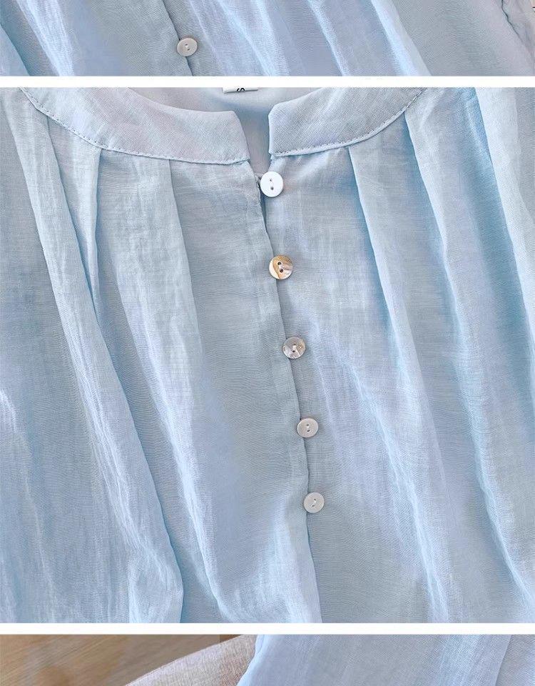 Plus Size Flutter Sleeve French Ruffle Doll Shirt - Women's Summer Loose & Slimming Top