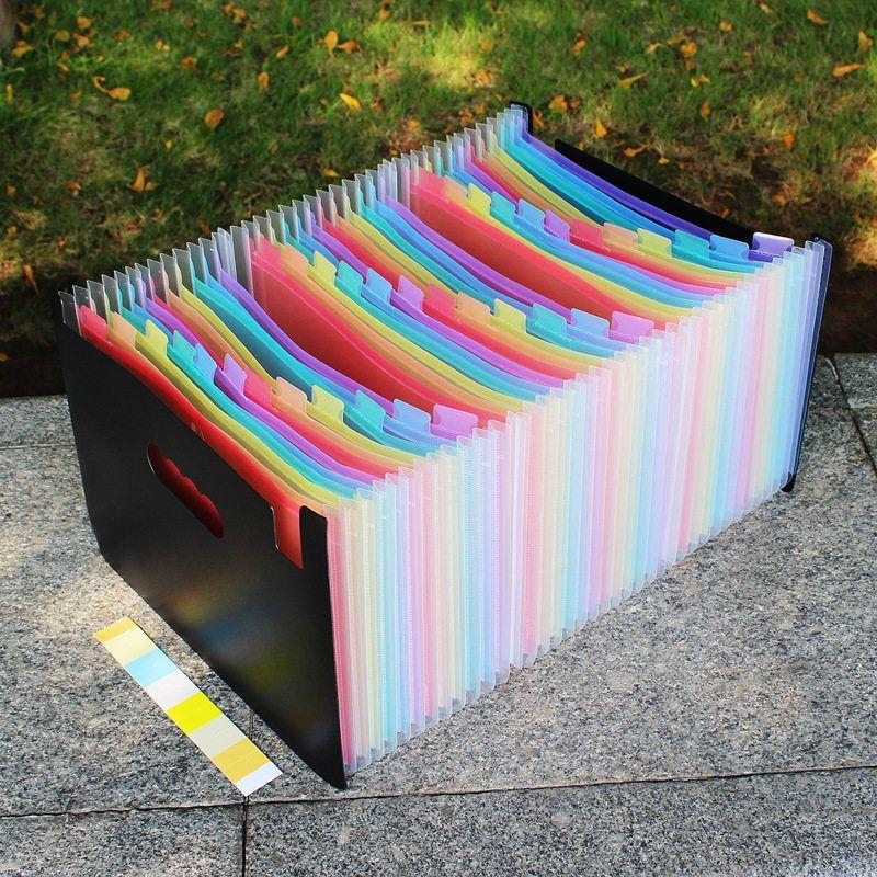 Retractable File Holder Vertical Satchel Folder A4 Paper Test Paper Classification Multi-Layered Material Desktop Storage Storage Clip