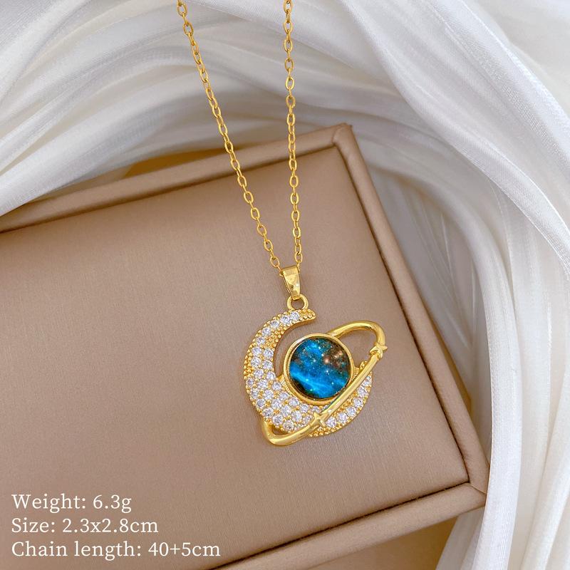 Kupfer-Mikro-Intarsien Leichter Luxus Mode Persönlichkeit Temperament Wunderschöne Voll-Diamant-Halskette Damen Vielseitige Schlüsselbein-Kette Titanstahl