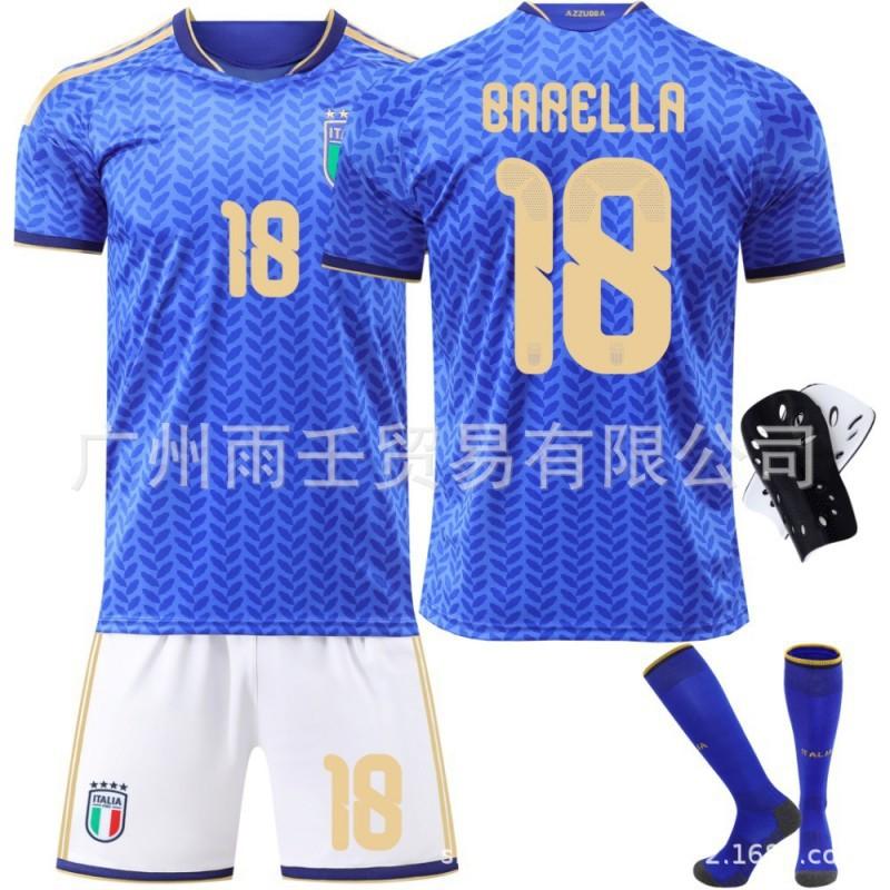 Weltmeisterschaft Italienische Fußballuniform Nr.. 14 Chiesa 18 Barrera Trikot Kinder Set