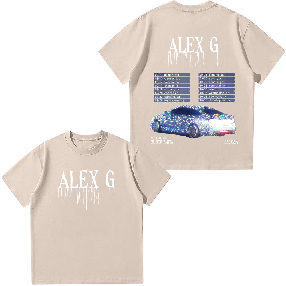 Alex G Umělecké turné 2025 Trička Barevná Módní Grafický Potisk Trička Léto Dámské Ležérní Topy Unisex Vintage Bavlněná Trička Y2K
