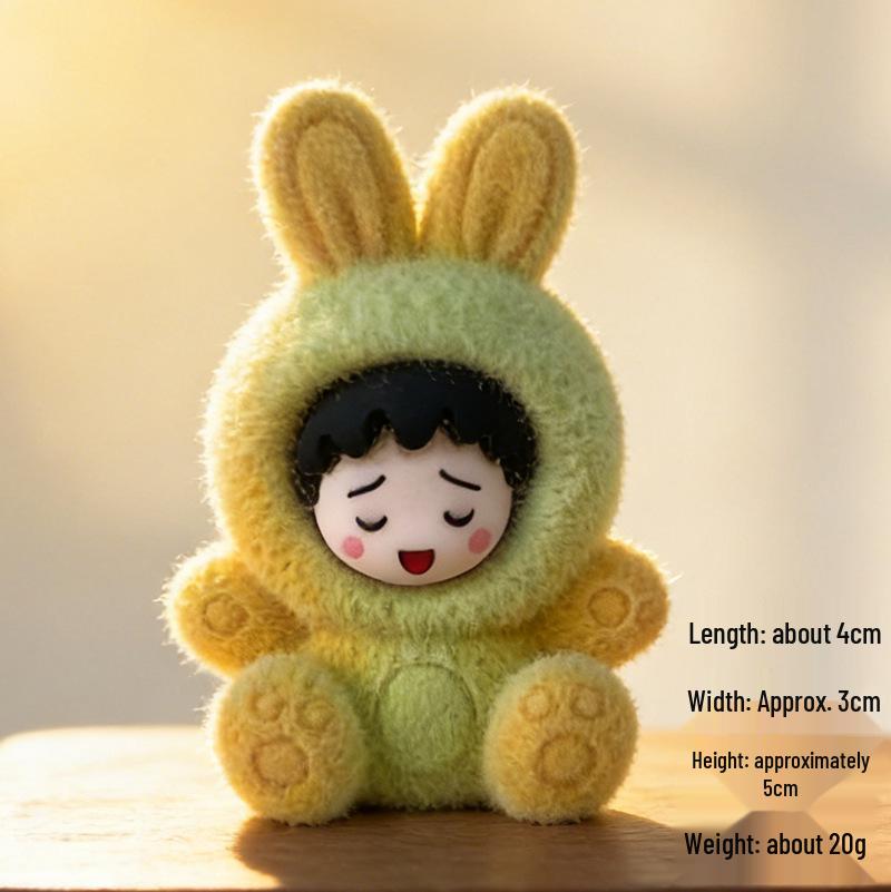 Gradient Flocked Rabbit Resin Ornament - Cute Trendy Blind Box Toy & DIY Desktop Decoration Gift