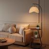 Antique-Style Floor Lamp with Shelf: Retro Bedside Table for Living Room or Bedroom.