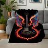 "Angel Wings Electric Guitar - Flame Design"Blanket Flannel Throw Blanket for Sofa, Bed, Travel, Camping, Office