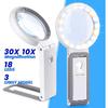 30X 10X Magnifying Glass with Light and Stand Folding Handheld Magnifying Glass 18 LED Illuminated Lighted Magnifier for Reading