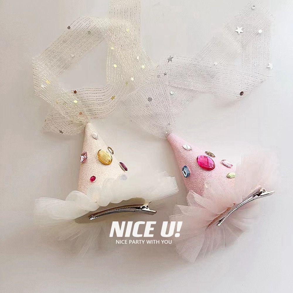 Rhinestone Birthday Hat Hairpin Birthday Cap Birthday Crown Creative Girls