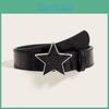Style Pu Punk Leather Belt With Star Decor And Snap Fastener For Teens Adults