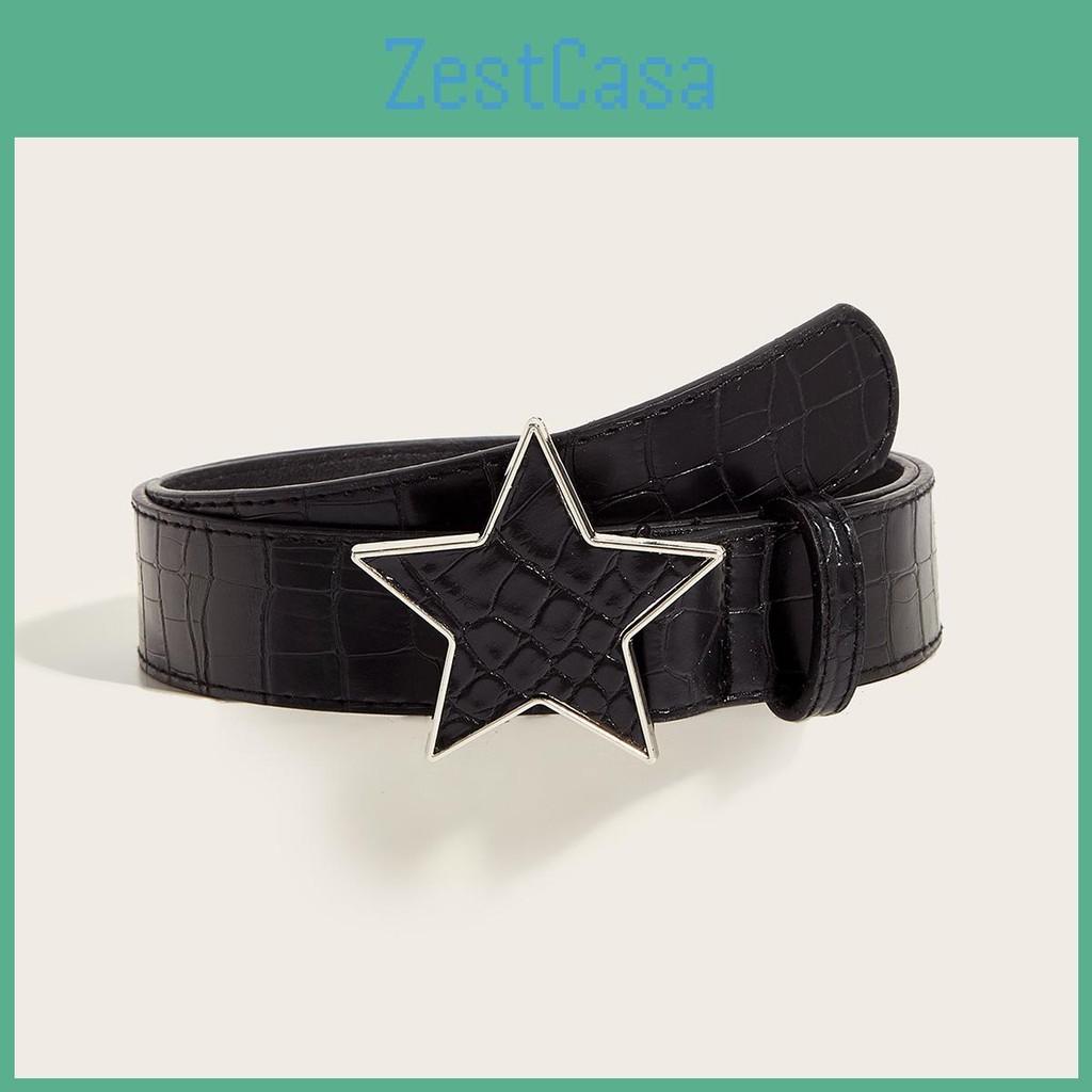 Style Pu Punk Leather Belt With Star Decor And Snap Fastener For Teens Adults