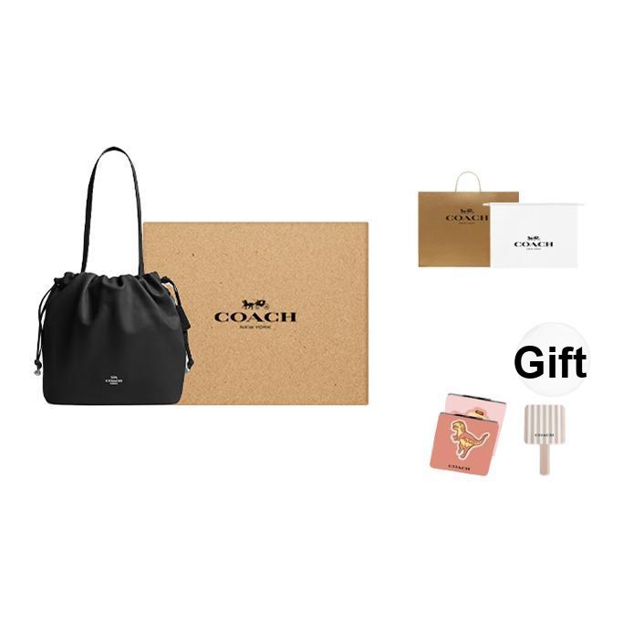 Coach Faye 28 Logo Drawstring Closure Tote Bag Women Tote Black CV947-SVBK