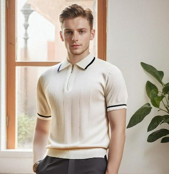 Men's Slim Fit Short-Sleeve Polo Shirt - Middle-Aged Spring/Summer Business Casual Fashion