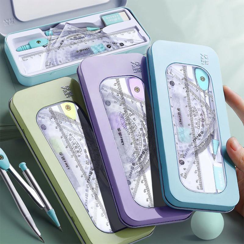 7-teiliges Zirkel- und Lineal-Set Multifunktional Professionell Metall Klein Frisch Zeichen-Schreibwaren Für Studenten Lernmaterial