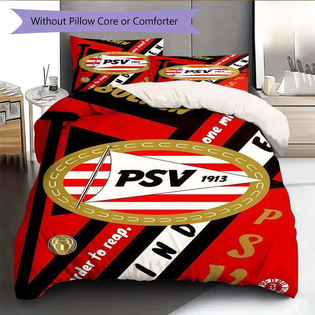 PSV Eindhoven Pattern Bedding Quilt Set Quilt Cover Pillowcase Home Decoration Birthday Gift (1 * duvet cover + 2 * pillowcase, without core)