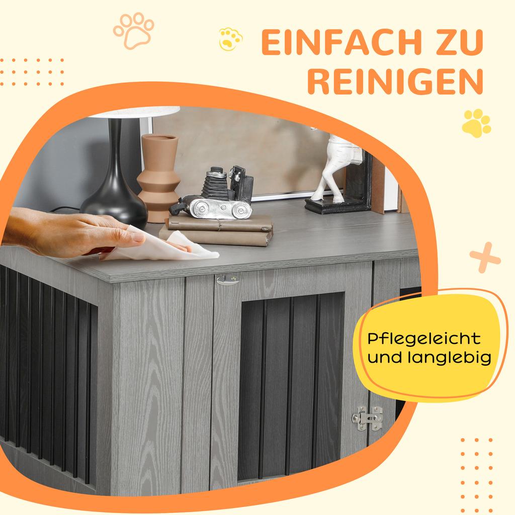 Dog Crate Table for Medium and Large Dogs with Magnetic Door for Indoor Use, 114 x 60 x 82 cm, Grey