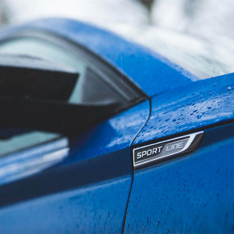 AAAIY1 2PCS Car Badge Side Fender Body Decor Metal SPORT LINE Emblem Sticker for Karoq Kodiaq Rapid Yeti Octavia Superb Fabia Skoda