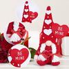 Romantics Heart Hat Gnomes Plush Dolls Stuffed Dwarf Figurine Valentines Day Gift for Couples Bedroom or Desk Decoration