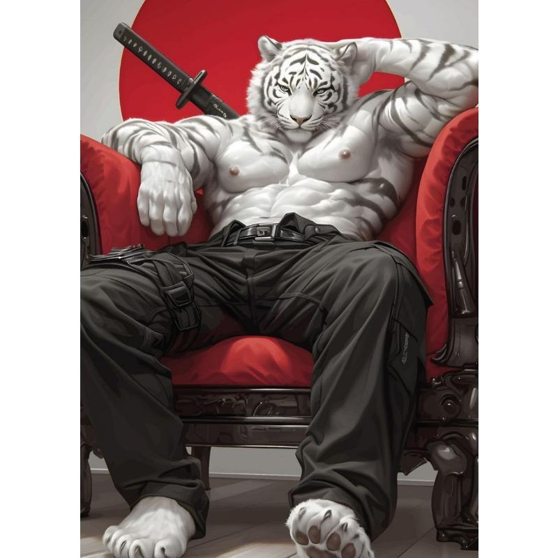 Interesting Animal Samurai White Cat Rhinoceros Tiger Wolf Abstract Poster Canvas Paintings Wall Art Pictures Home Decor