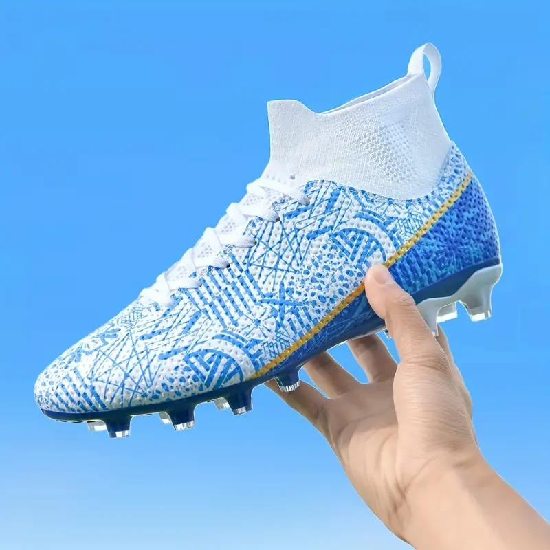 Boys High-Top Non-Slip Football Cleats - Breathable, Comfy, Professional Soccer Shoes with Spikes for All-Season Training and Competition