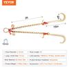 3/8"x2' G80 Tow Chain J Hook V-Chain Bridle Grab & T Hook Wrecker 15600lbs