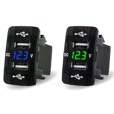 4.2A Dual Port Toma Fast Phone Charger With LED Voltmeter Car USB Built-in Socket Adapter Charger 12V 24V For Honda CRV