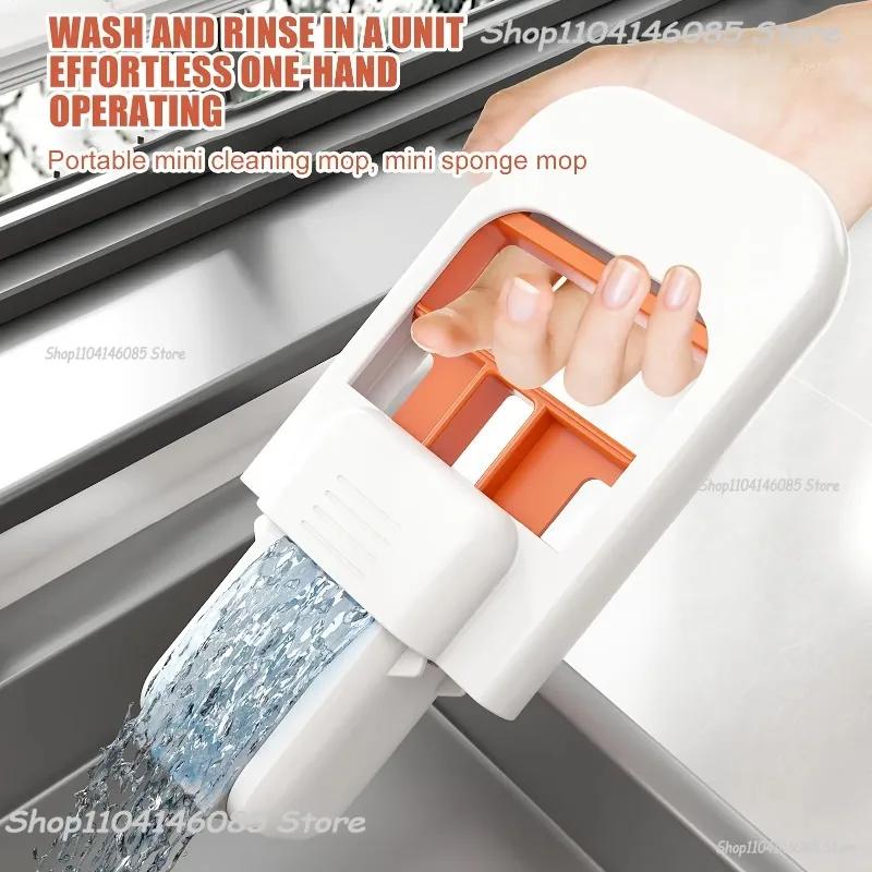 Portable Handheld Cleaning Mop Mini Foldable Desktop Mop Home Replacement for Bathroom Kitchen Desktop Glass Living Room Car