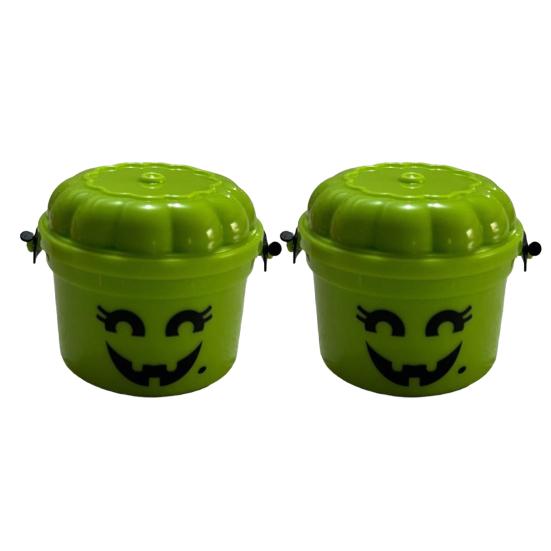 2 Pcs Halloween Boo Buckets Plastic Pumpkin Pails with Handle Portable Small Candy Bowls for Kids Trick or Treat Halloween Party Favors