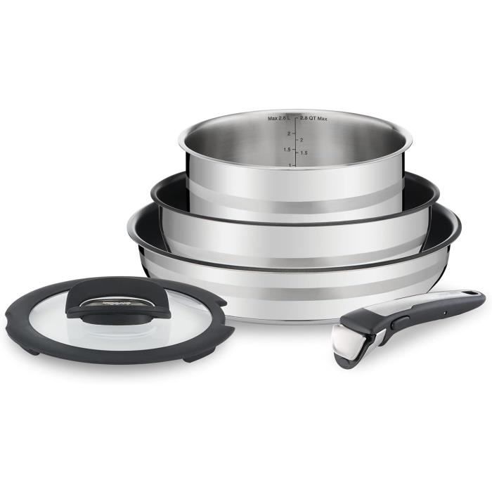 Tefal Ingenio Jamie Oliver L9569032 Batterie De Cuisine En Acier Inoxydable 5-Piece Set