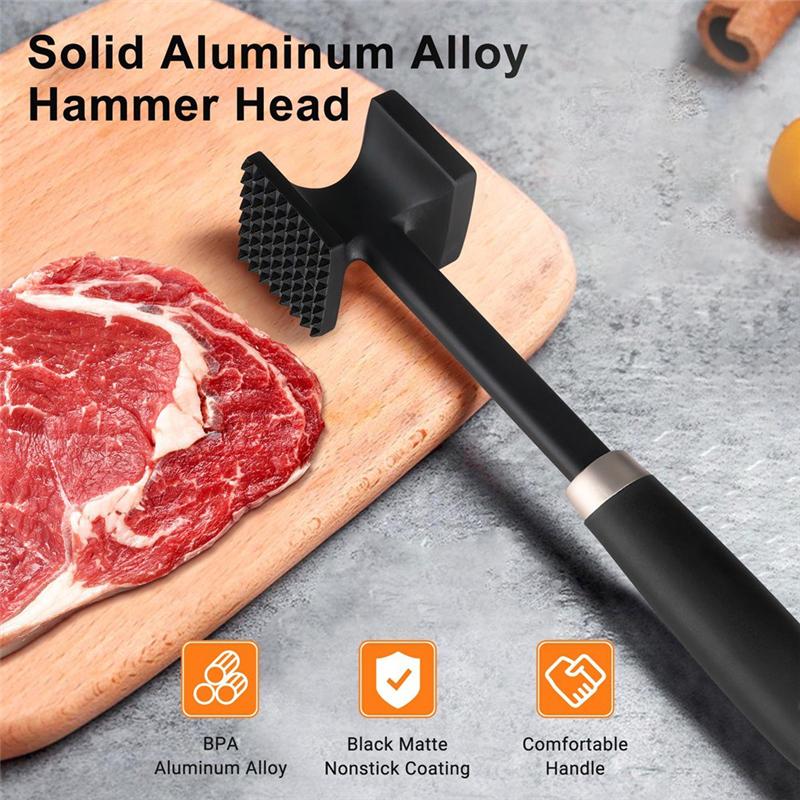 A25F-For Tenderizing Tool- Meat Tenderizer, Dual-Side Meat Mallet, Heavy Duty Solid Meat Hammer Pounder For Steak, Pork& Beef