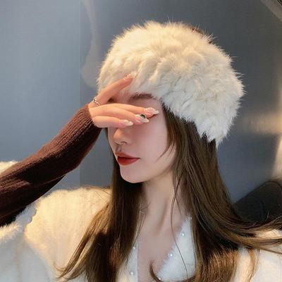 Gorros con capucha de piel de conejo para mujer, estilo coreano, para otoño e invierno: modernos, cálidos y perfectos para viajar o para la calle.