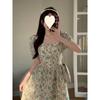 Design sense niche square neck bubble sleeves floral princess dress summer thin temperament versatile dress children