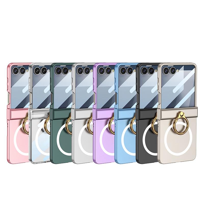 Suitable for Samsung Zflip7 Folding Screen Mobile Phone Case Fashion Rotating Shaft Full-inclusive Finger Ring Wireless Skin Matte Protective Case