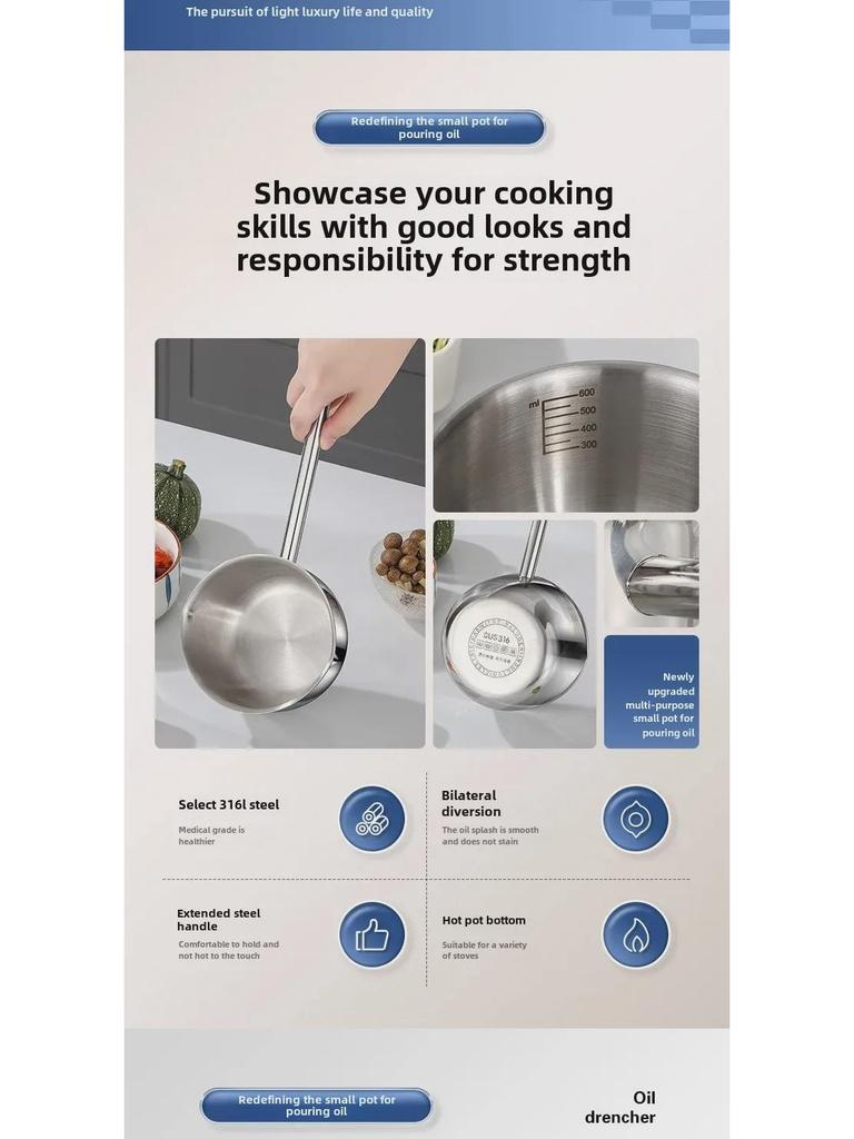 316 Stainless Steel Mini Deep Fryer & Milk Pot: Thickened Cooking Pan for Baby Food & Household Use