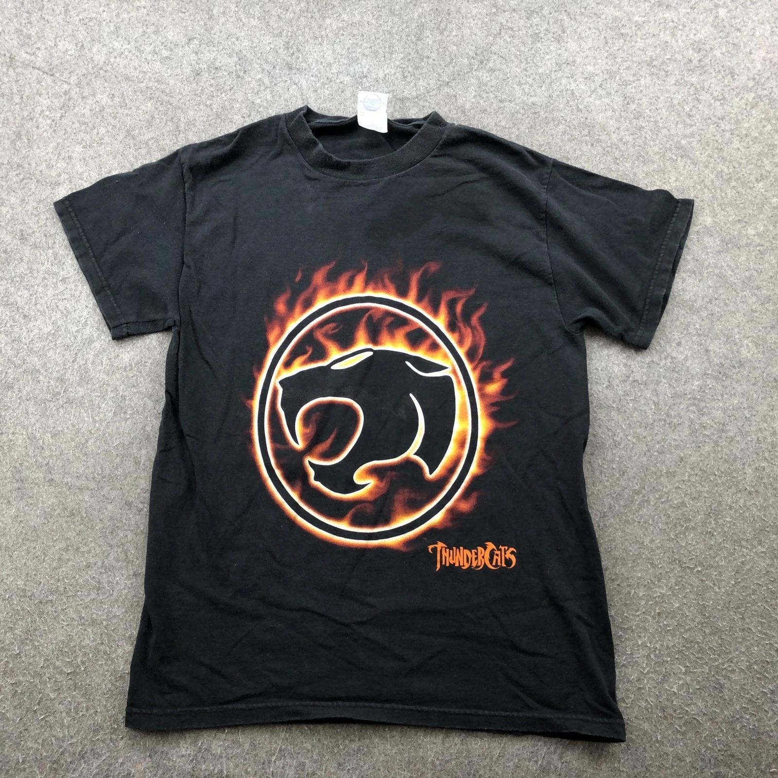 Vintage Thundercats Shirt Mens Small Black Flame Logo Graphic Cartoon Tee 2000s 3XL
