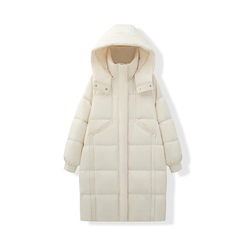 90 White Duck Down Winter New Down Jacket Women's Medium and Long Thickened Super Long High-end Jacket Hooded