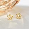 Sweet Flower Moonstone Earrings Simple Niche Earrings Versatile Cute Girl Short Earrings